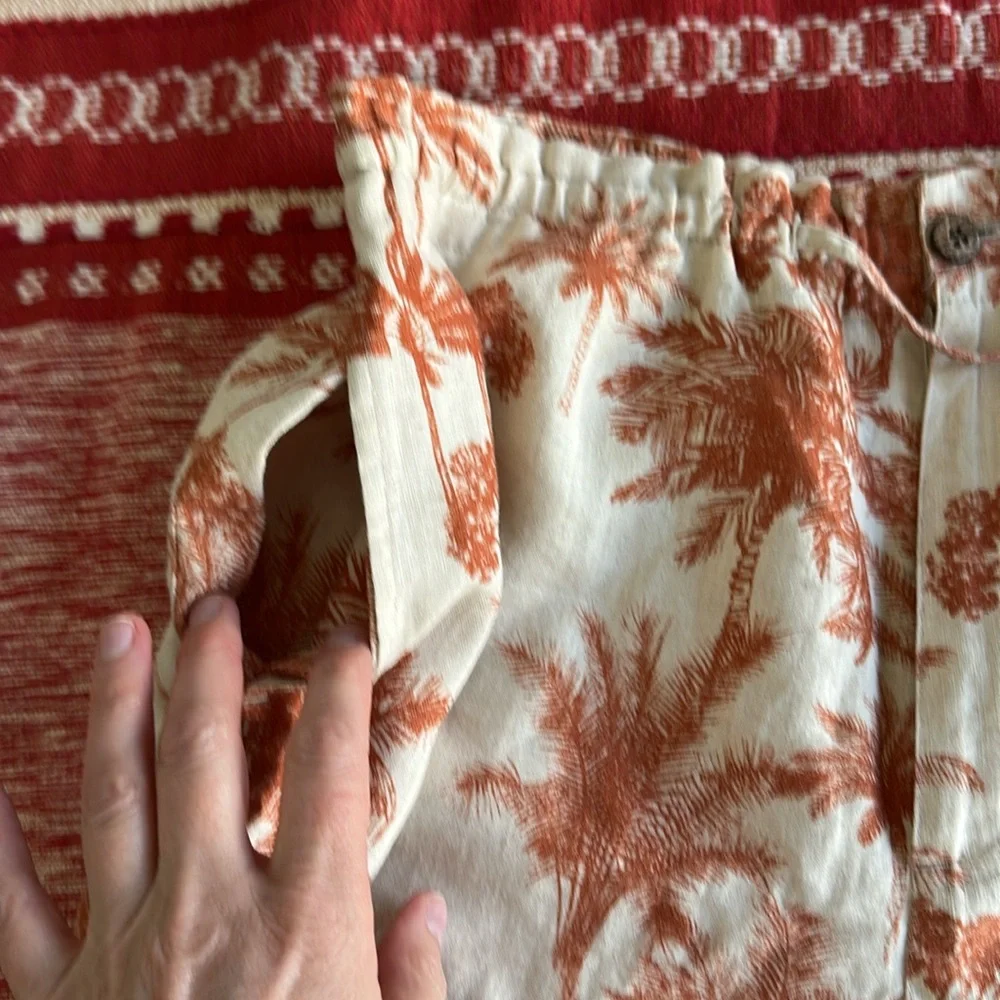 Vintage Jamaica Bay Linen Palm Tree Print Pants Size Medium - Picture 7 of 7